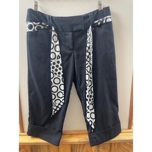 Star City Capri Pants Women's Size 5 Black Cuffed Sash Mid Rise Trousers